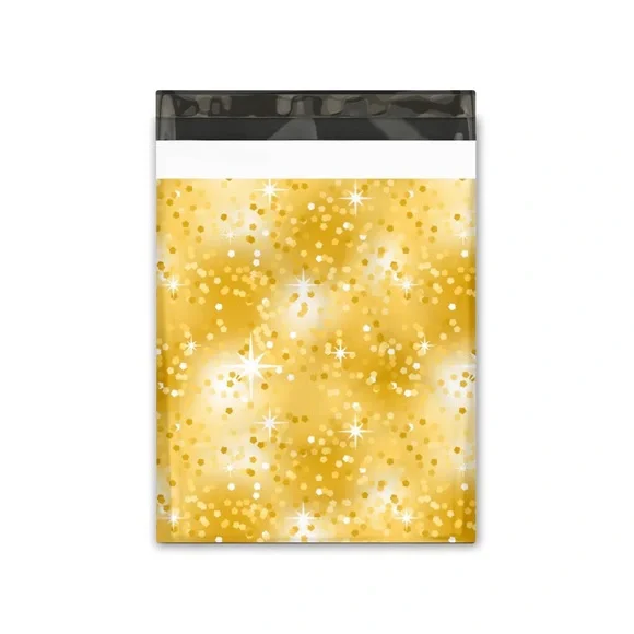 ( Quantity 25 10x13 ) Gold Glitter Poly Mailer Bags Shipping Envelopes - Picture 3 of 3